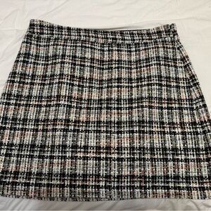 LOFT Black and White Tweed Mini Skirt